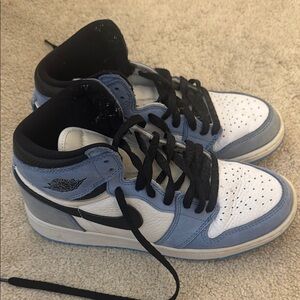 Blue and White High-Top Jordan University Blues
